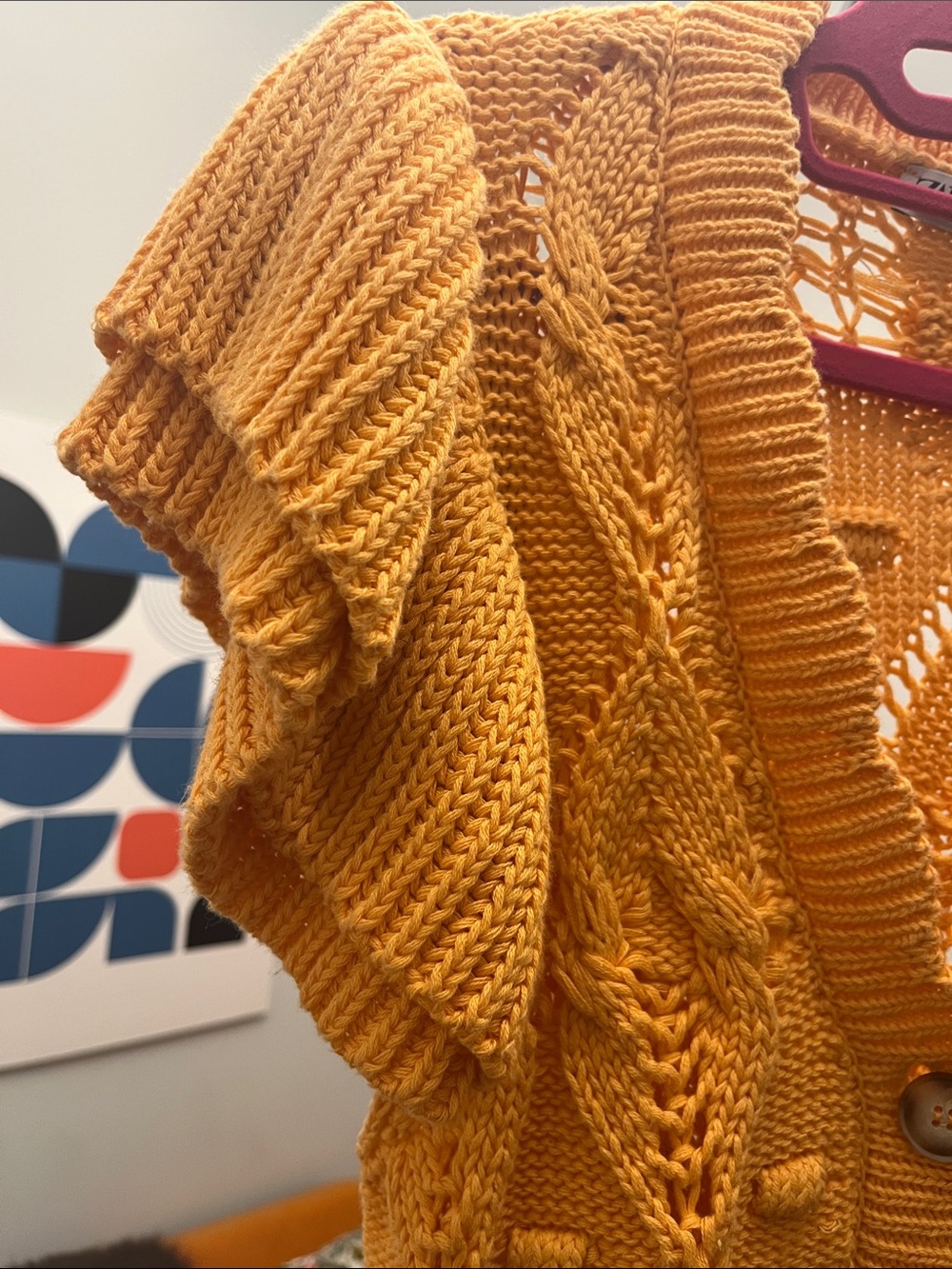 Zara light orange  Open-Knit Short Sleeve cotton Cardigan - Picture 7 of 12